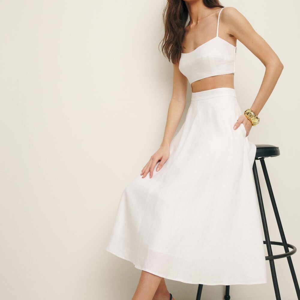Reformation Maia Linen Skirt + Amery Linen Cropped Top